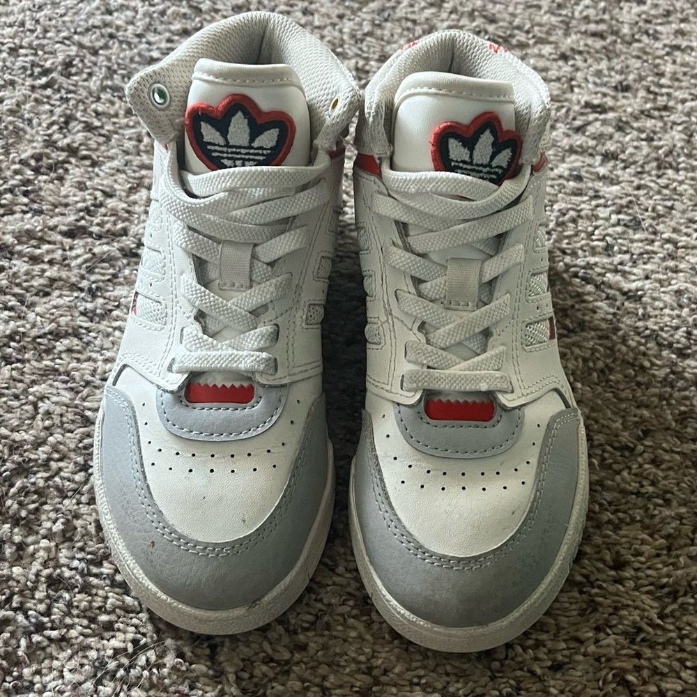 Adidas Drop Step C Kids Youth US Size 12.5 White Grey Red GX6518 Sneaker Shoes